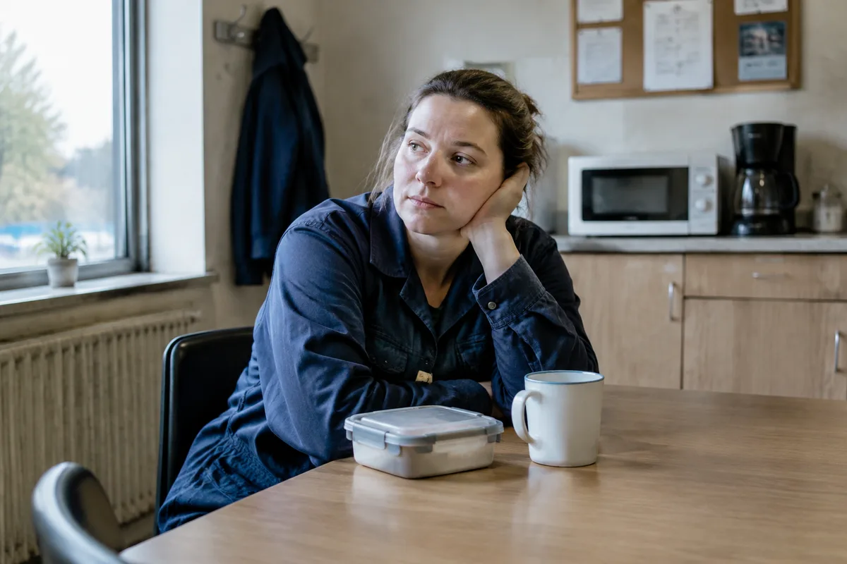 Pause discrète dans une salle de repos au travail pendant une période de mal-être
